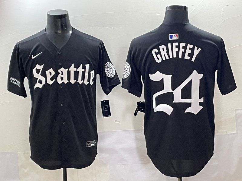 Men 2025 Seattle Mariners #24 Griffey Black Five generations Joint Name Nike MLB Jersey style 16->seattle mariners->MLB Jersey